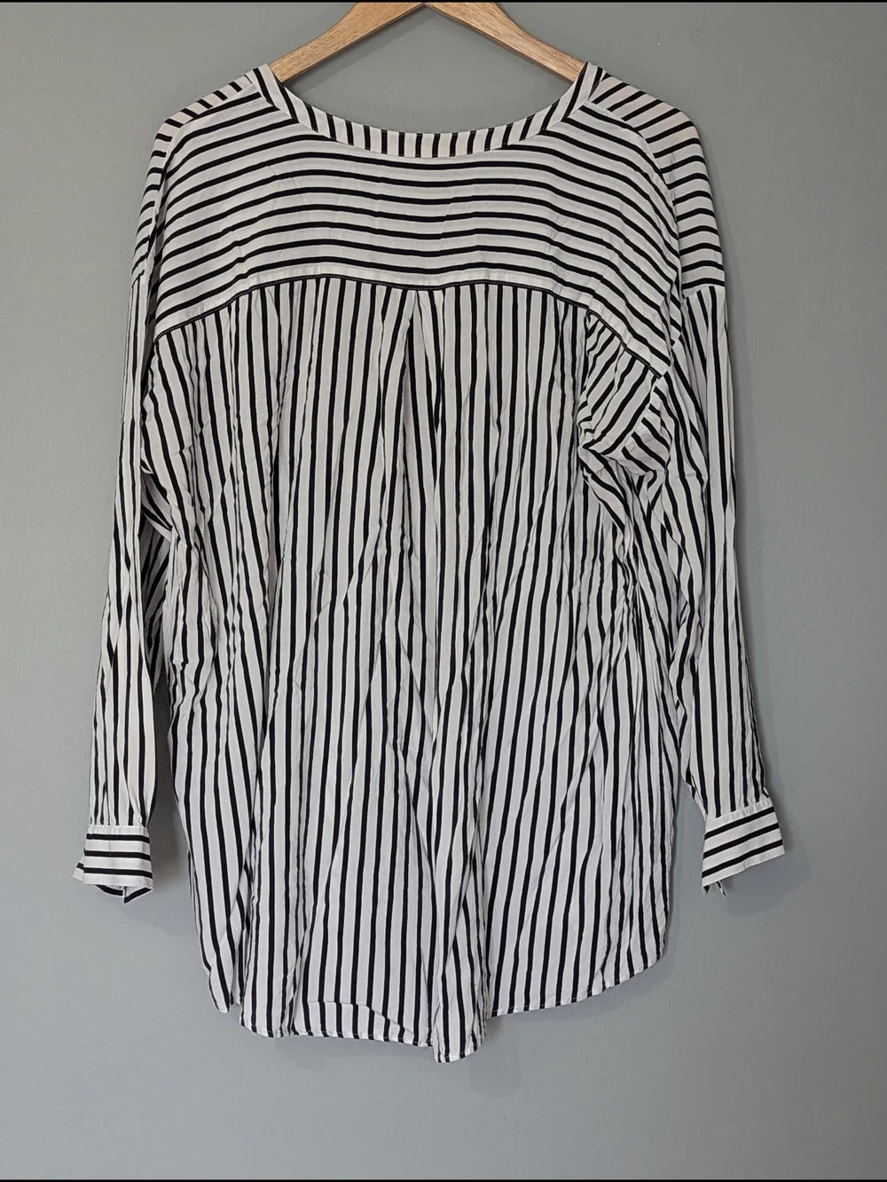 Addition Elle Womens Black White Vertical Striped Knot-Front Blouse Coastal Chic - Picture 7 of 9